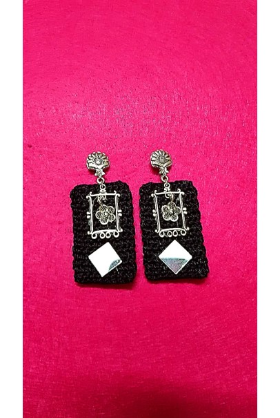 Happy Threads Crochet Earrings- BLACK
